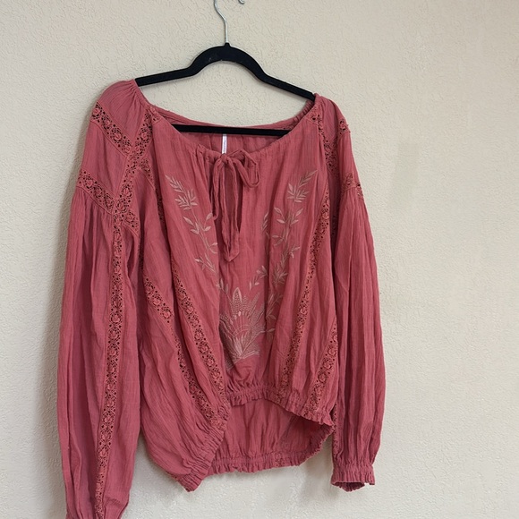 Free People Maria Maria boho Lace Blouse Embroidered top size S - Picture 6 of 8